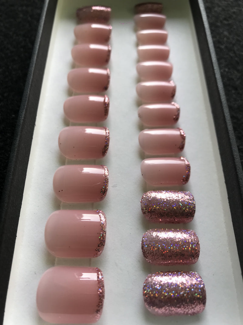 Glitter Pink - Glansigt Fyrkantig